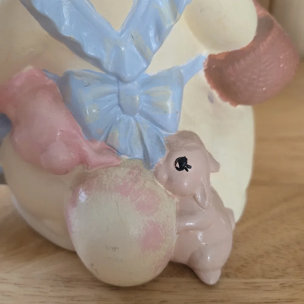 Vintage Byron Mold Easter Bunny Rabbit Figurines Set of 2 Hand-Painted 1970s